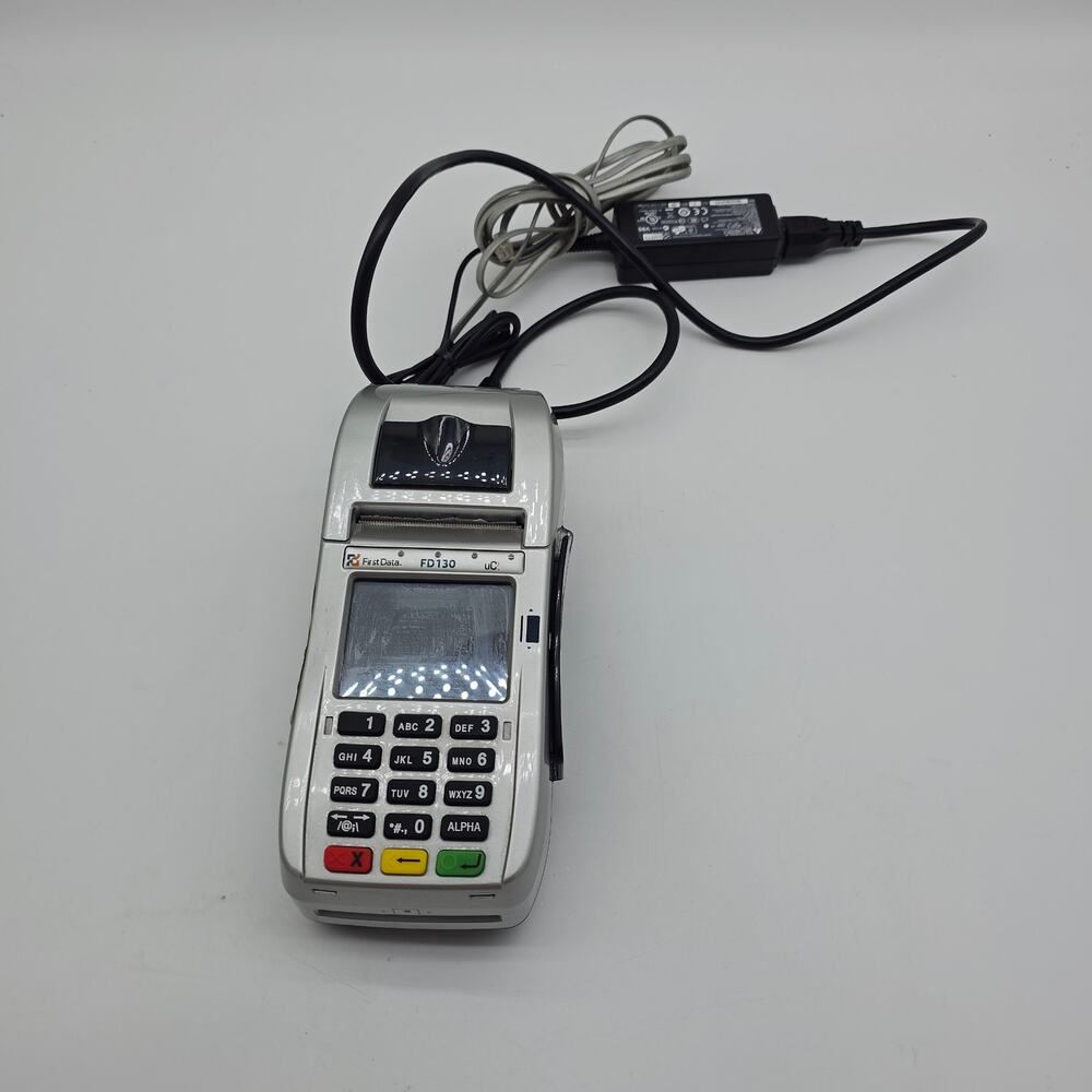 First Data FD130 Credit Card Terminal Machine‎ With Power Cord - Works